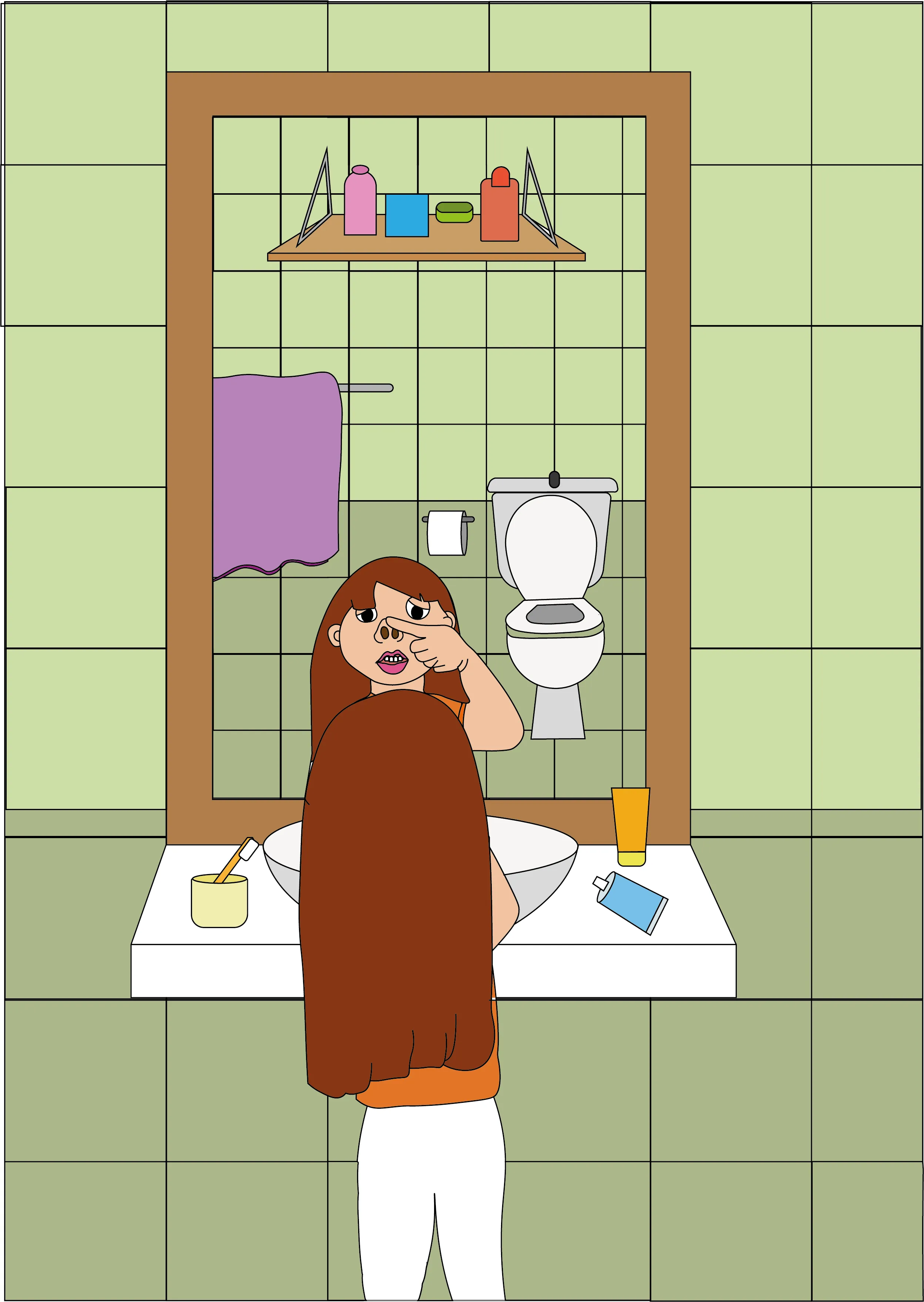 Lily in the Bathroom - Children’s Illustration