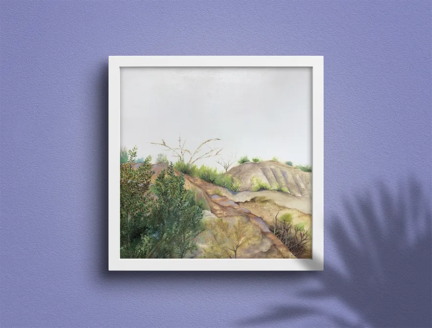 Mountain-themed painting with white background