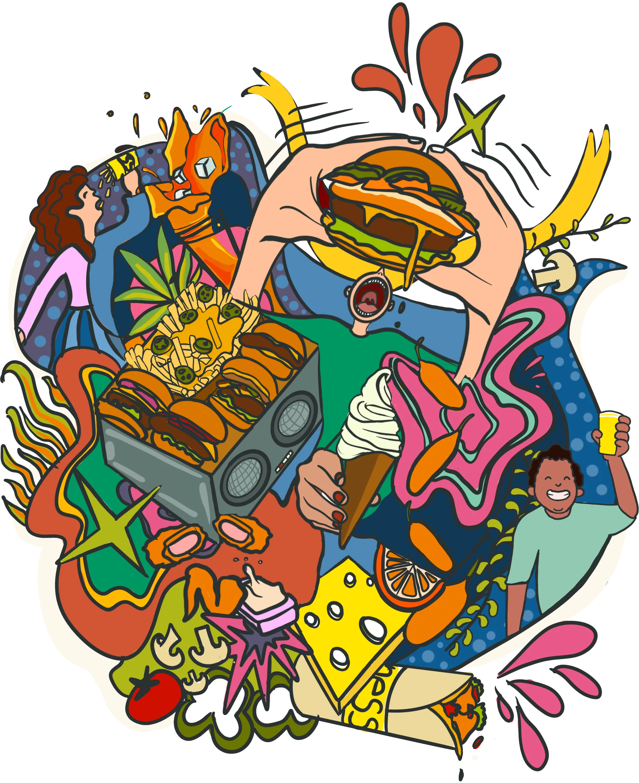 Colorful graffiti style mural - Secondary