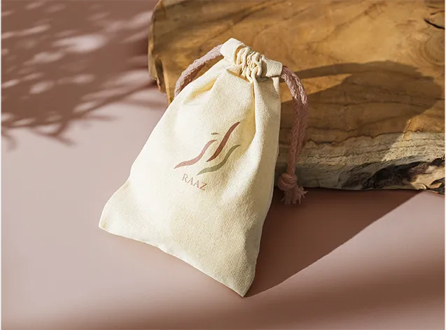 Custom-designed Raaz drawstring bag